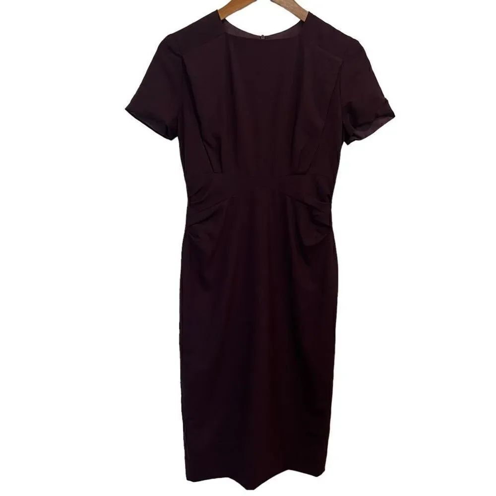 MM Lafleur Purple Wool Sheath Dress Size 2